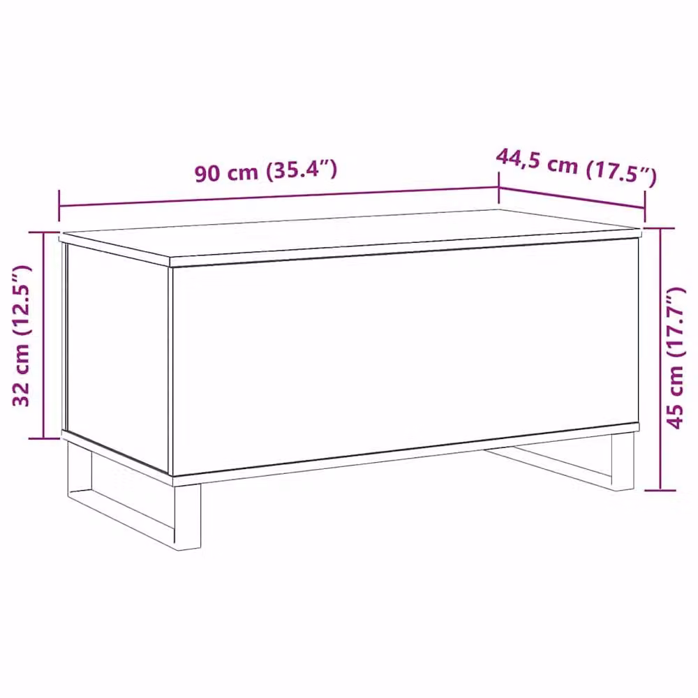 Berkfield Home Modern Rectangular Coffee Table in Black Oak, W/D/H: 90 x 44.5 x 45 cm – 7