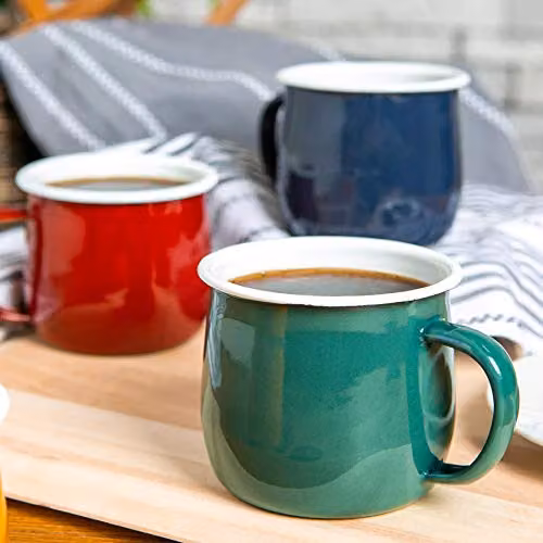Argon Tableware Enamel Belly Mugs, 375ml, Green, Set of 6 – 2