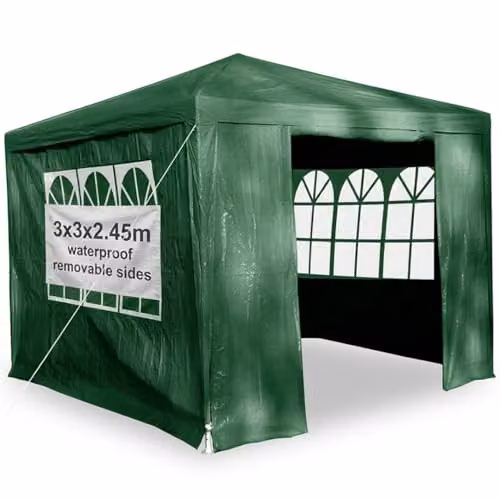 Gr8 Garden Green Gazebo Tent with Removable Sides, W: 300 cm, D: 300 cm, H: 245 cm