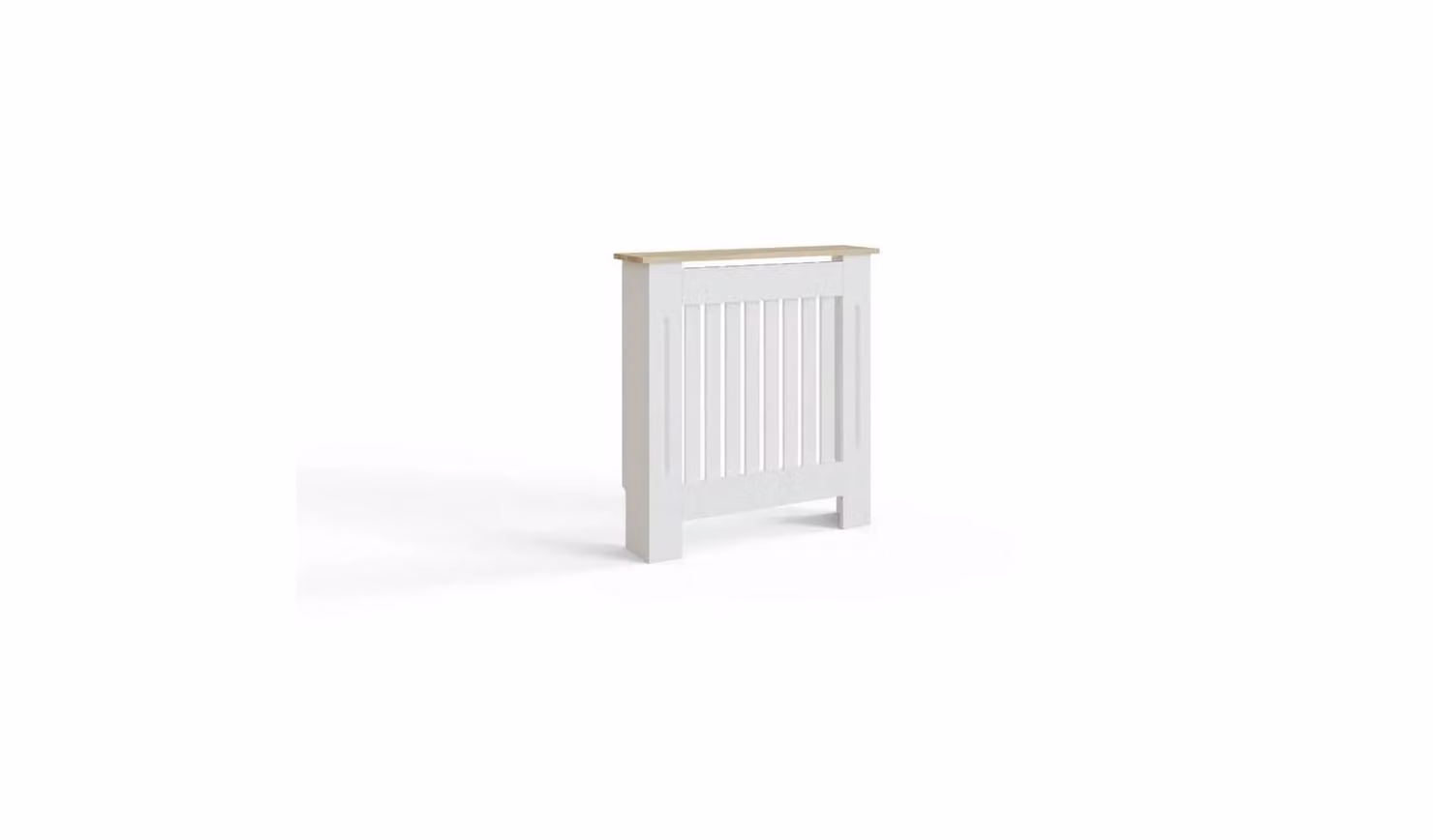 GFW Longslow Small Radiator Cover in White and Oak, W/D/H: 83 x 19 x 78 cm