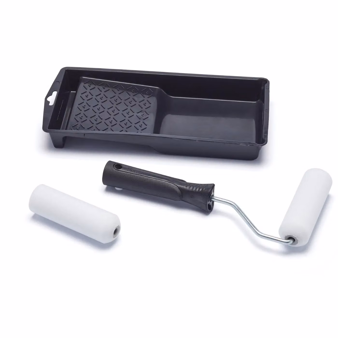 Harris Essentials 4 Inch Mini Gloss Paint Roller Set with Frame for Water Based Paints, 4 Piece, Black and White – 3