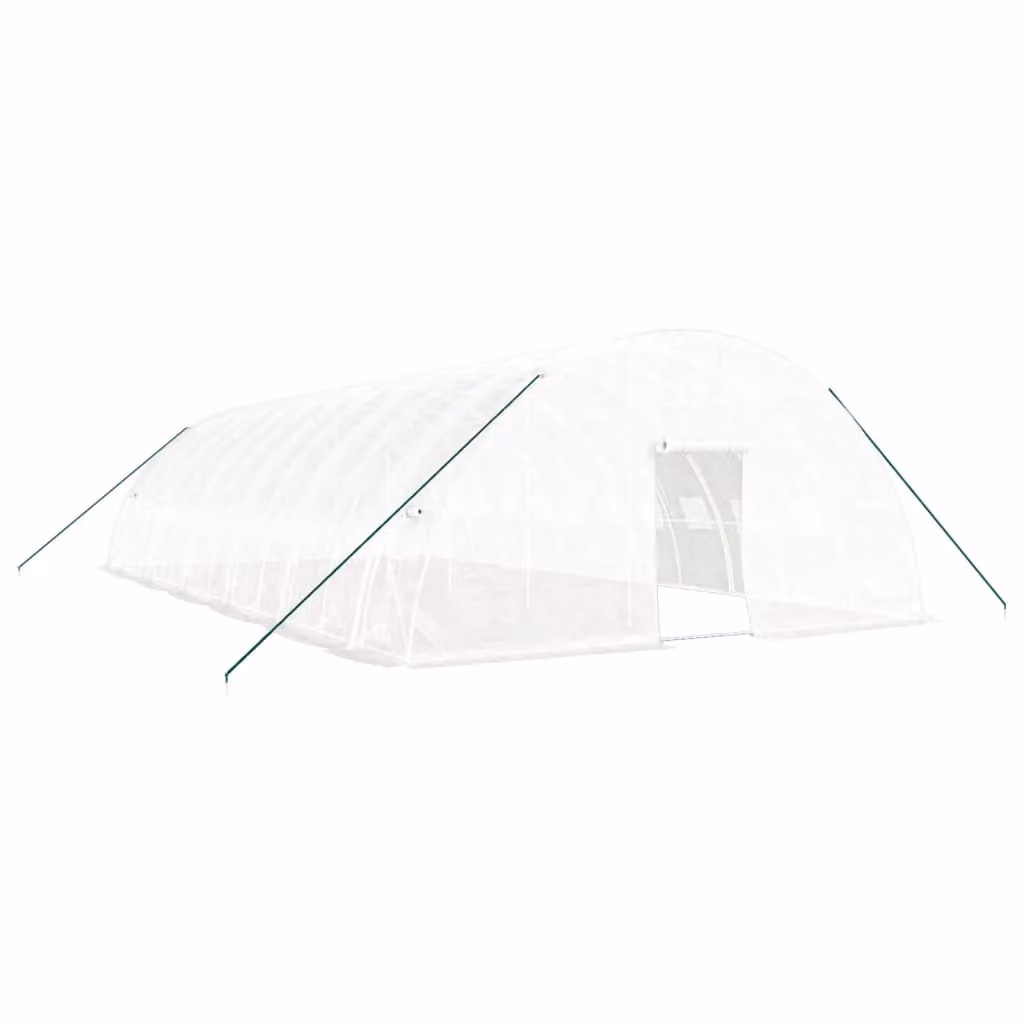 Berkfield Home White Steel Frame Greenhouse with Curved Plastic Windows, W/D/H: 12 x 6 x 2.85 m – 2