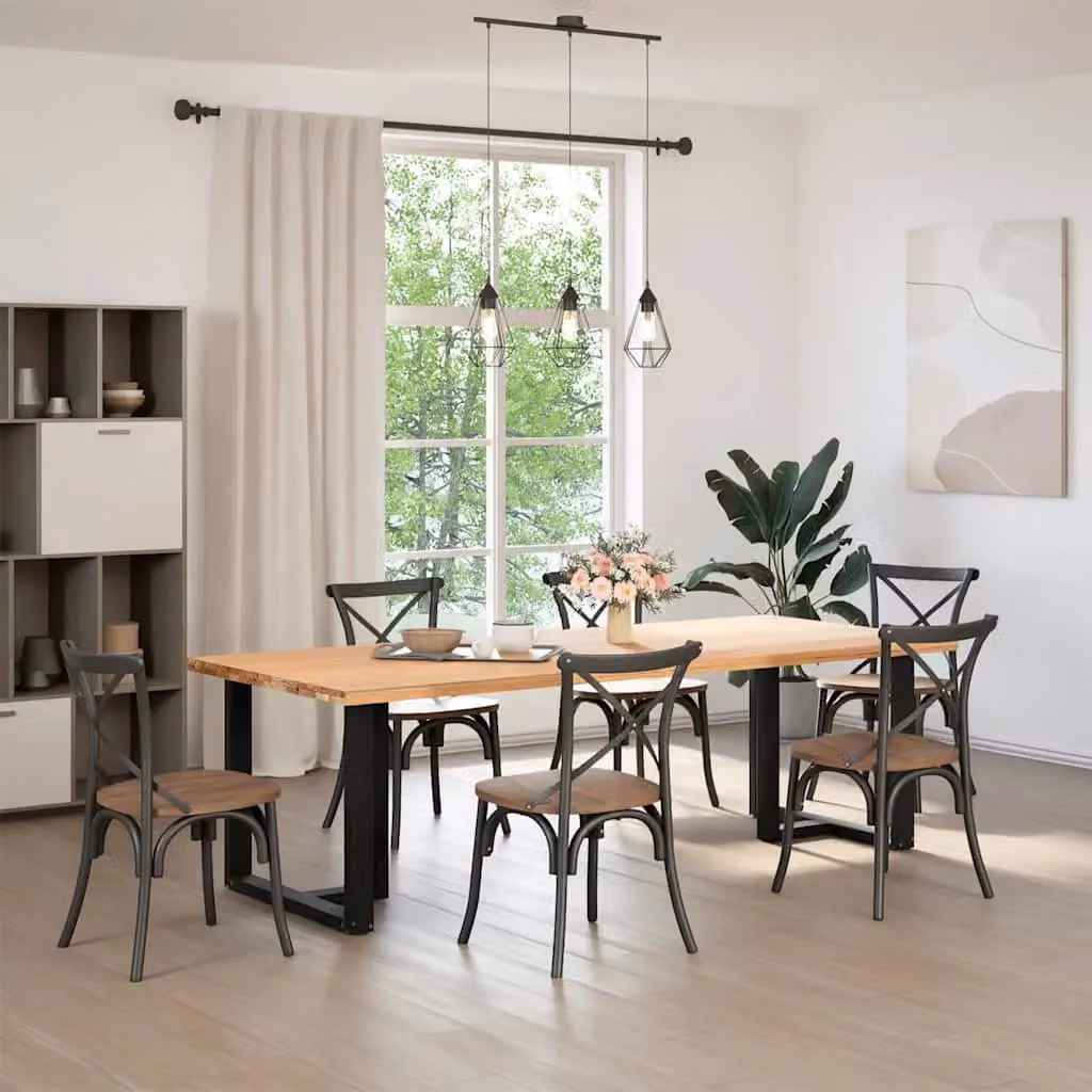 Berkfield Home T-Shaped Dining Table Legs, 2 Pieces, Black Steel, W: 80 cm, D: 35 cm, H: 72-73 cm – 2