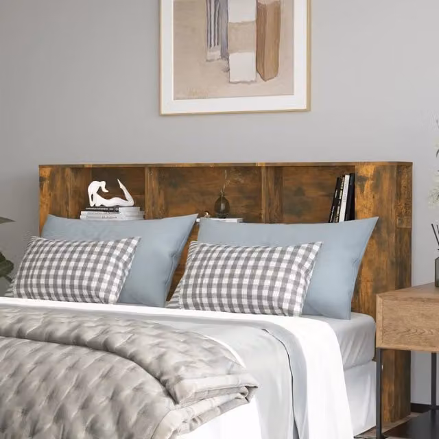 Berkfield Home Smoked Oak Headboard Cabinet in Brown, W/D/H: 180 x 18.5 x 104.5 cm – 1