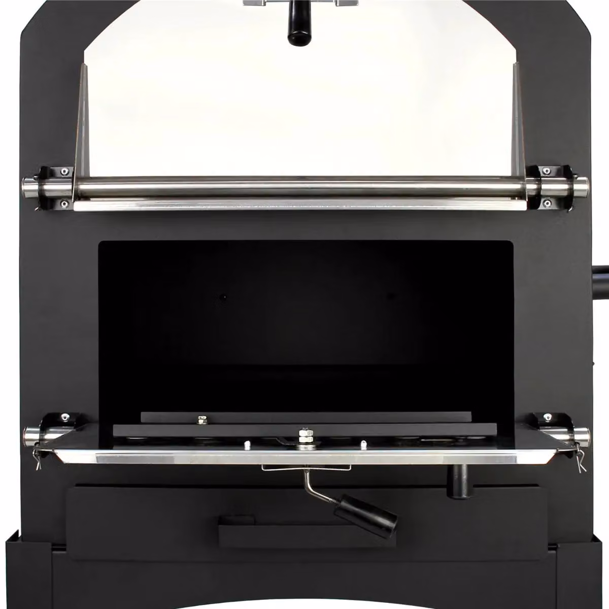 Monstershop Portable Charcoal Outdoor Pizza Oven in Black with Thermometer, Stainless Steel, Stone and Wood Accessories – 4