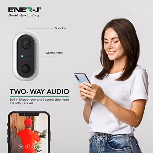 ENER-J Smart Wireless 1080P IP Security Camera with Rechargeable Battery, White – 2