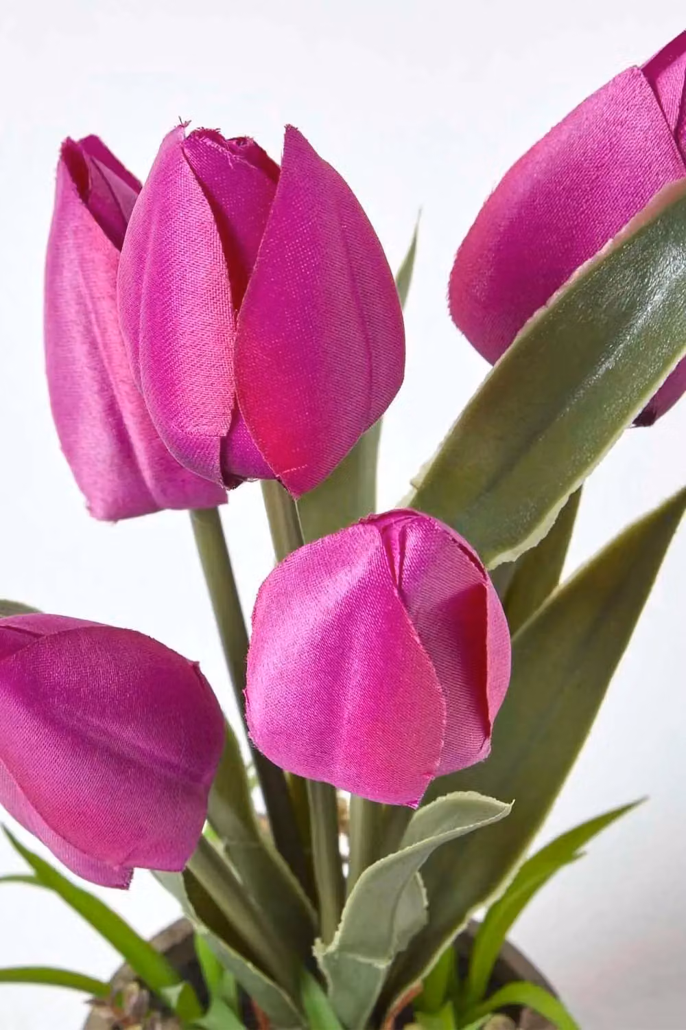 Homescapes Artificial Purple Tulips in a Grey Stone Pot, Height: 27 cm – 5