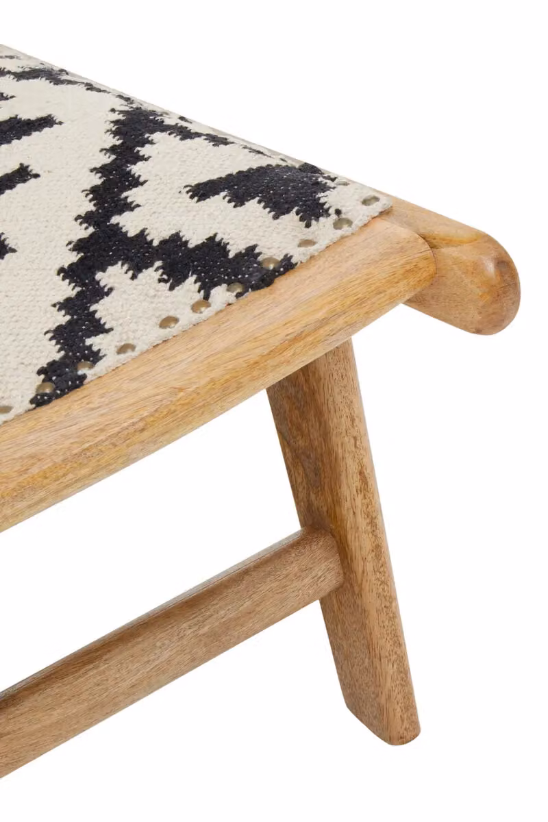 Fifty Five South Orsina Berber Style Lounge Chair with Mango Wood Frame and Geometric Cotton Upholstery in Black and Multicolour – 8
