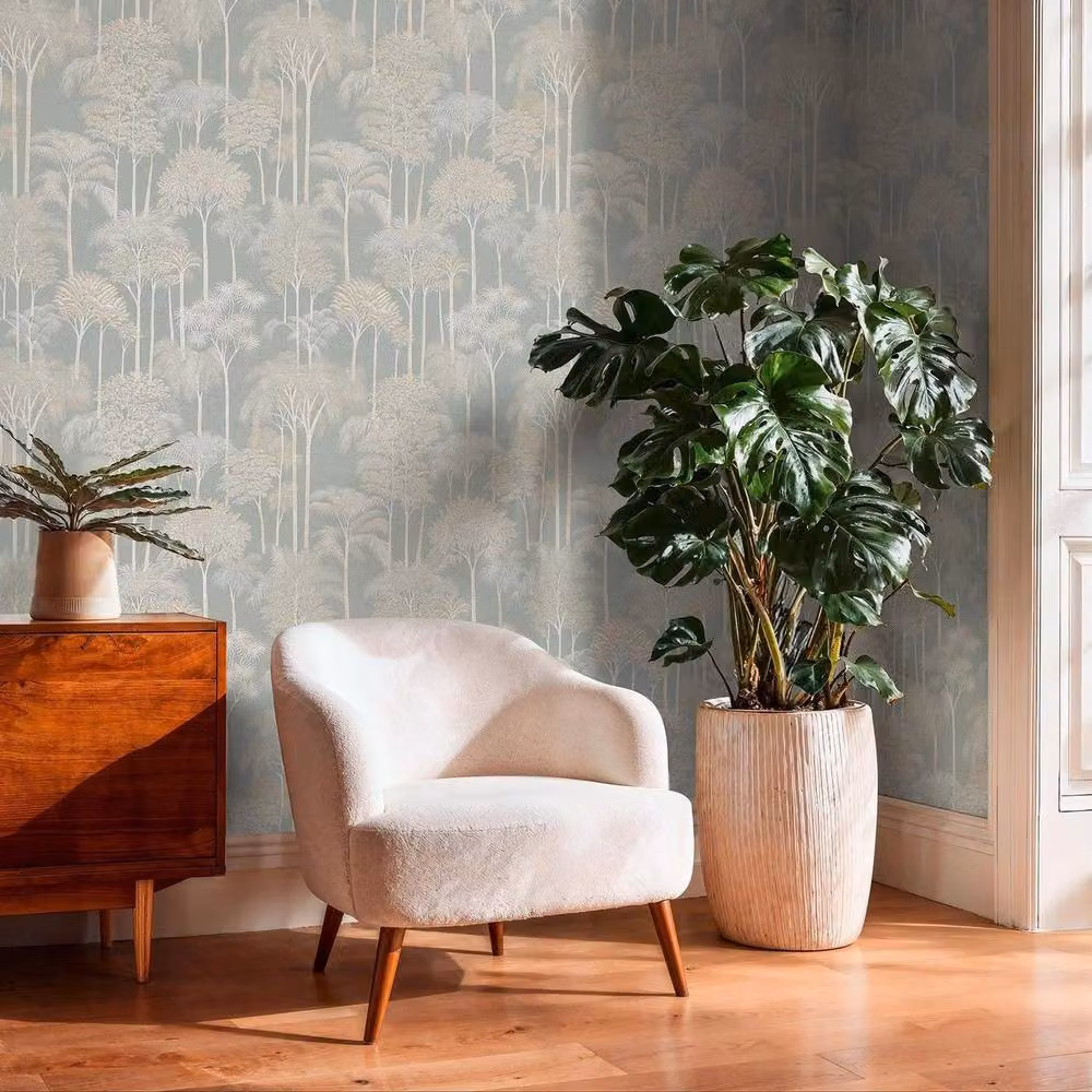 A.S. Création Cuba II Blue Botanical Palm Tree Non-Woven Vinyl Wallpaper – 2