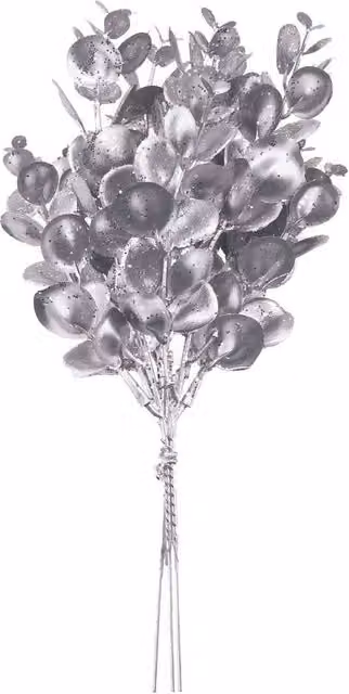 VFM e-Store Silver Eucalyptus Floral Christmas Bush Decoration, H 28 cm x W 16 cm
