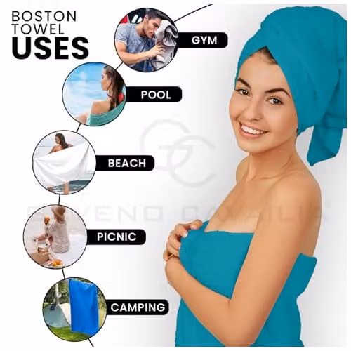 Gaveno Cavailia 8 Piece Cotton Towel Set in Petrol Blue, 450 GSM, Includes 4 Face Towels, 2 Hand Towels and 2 Bath Towels – 3