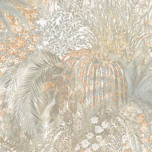 Grandeco Paradise Botanical Floral Wallpaper in Petrol, Orange and Multicolour