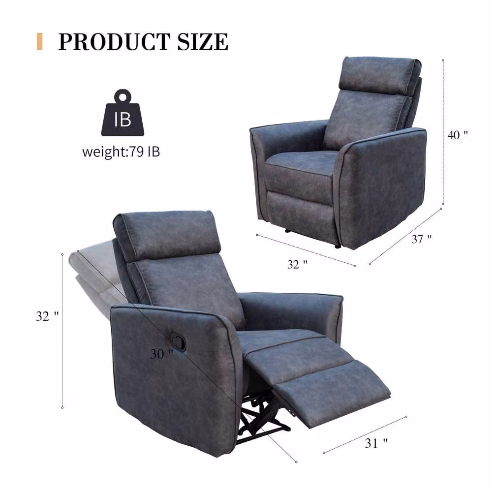 Furniture Maxi Grey Synthetic Leather Manual Recliner Armchair – 4
