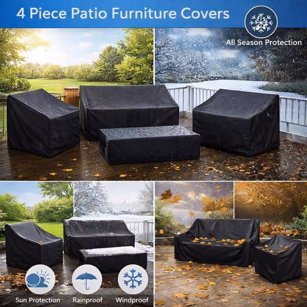 FLAVORA 4 Pack Waterproof Outdoor Patio Furniture Covers in Black – 3