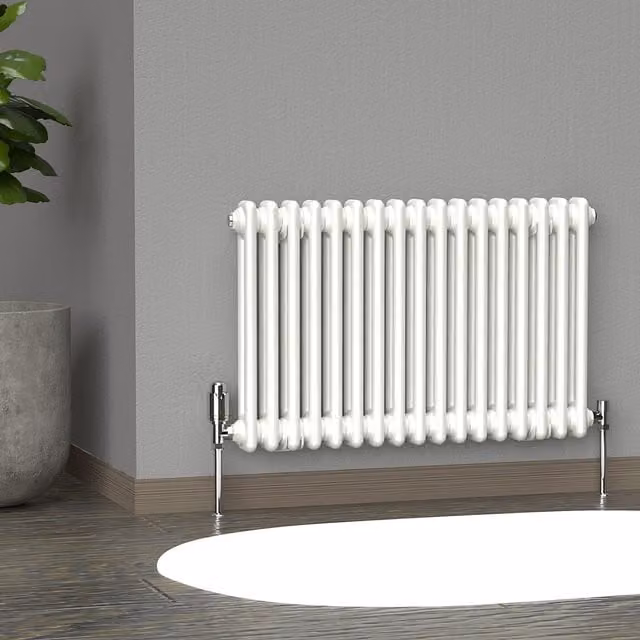 Lux Heat Horizontal 2-Column Steel Radiator in White, W: 78.5 cm, H: 50 cm