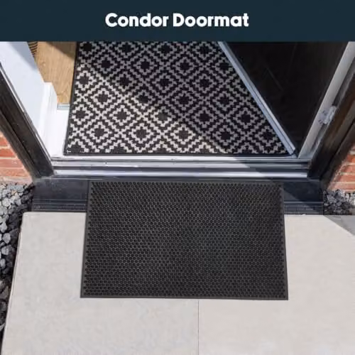 JVL Black Rubber Condor Astro Turf Effect Doormat W: 40 cm, D: 60 cm – 5