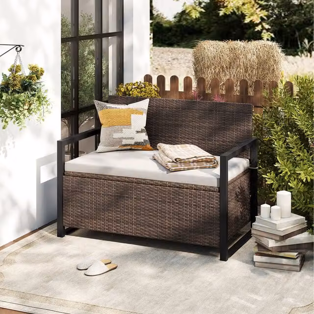 COSTWAY 150L Outdoor Storage Bench in Brown