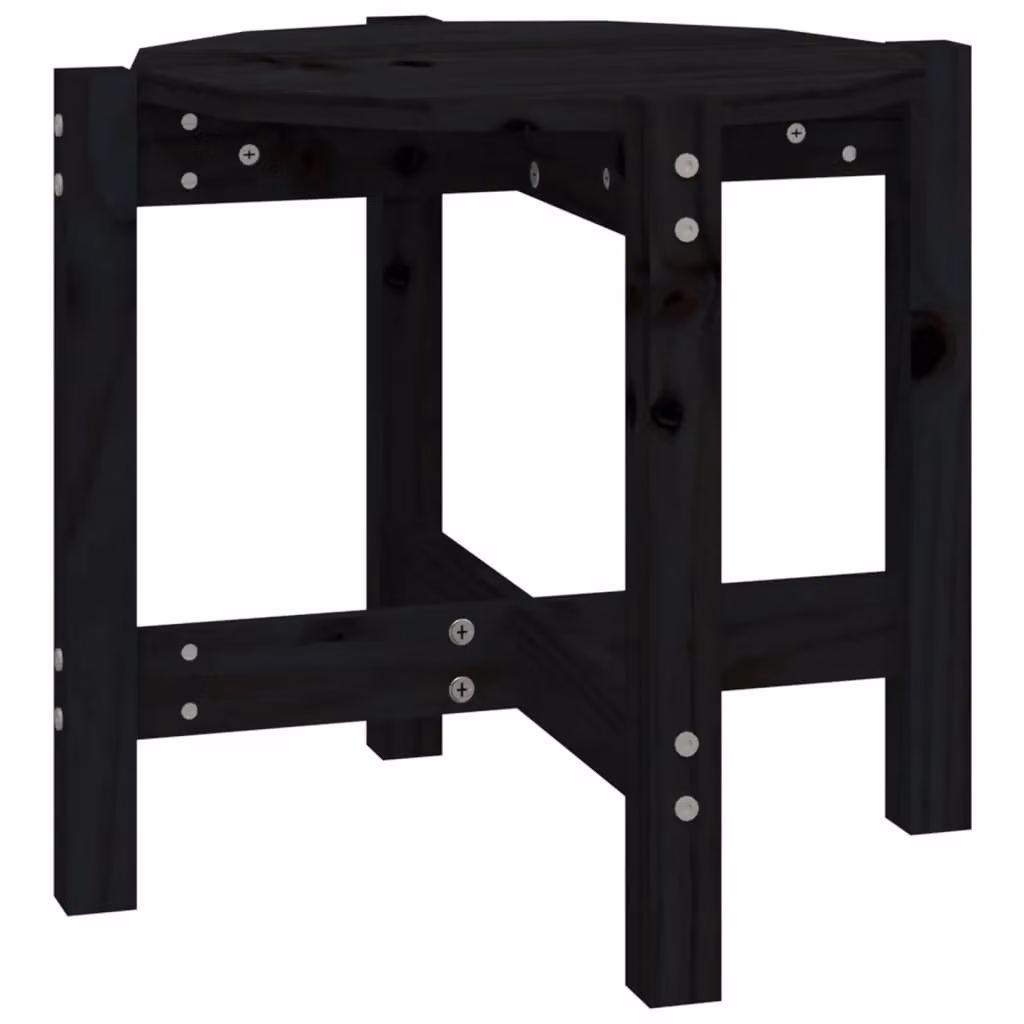 Berkfield Home Round Black Solid Pine Coffee Table, Diameter: 52.5 cm, Height: 45 cm – 2