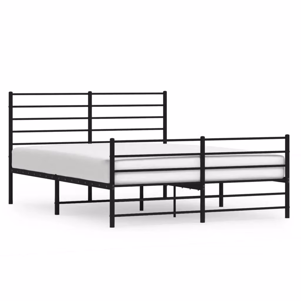 Berkfield Home Metal Double Bed Frame with Headboard and Footboard in Black, W: 135 cm, L: 190 cm – 2