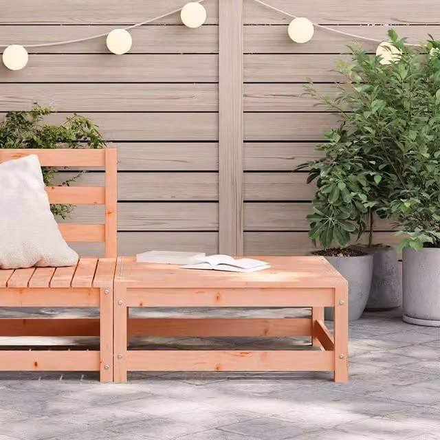 Berkfield Home Beautiful Garden Footstool in Natural Solid Douglas Wood, W/D/H: 70 x 70 x 30 cm – 1