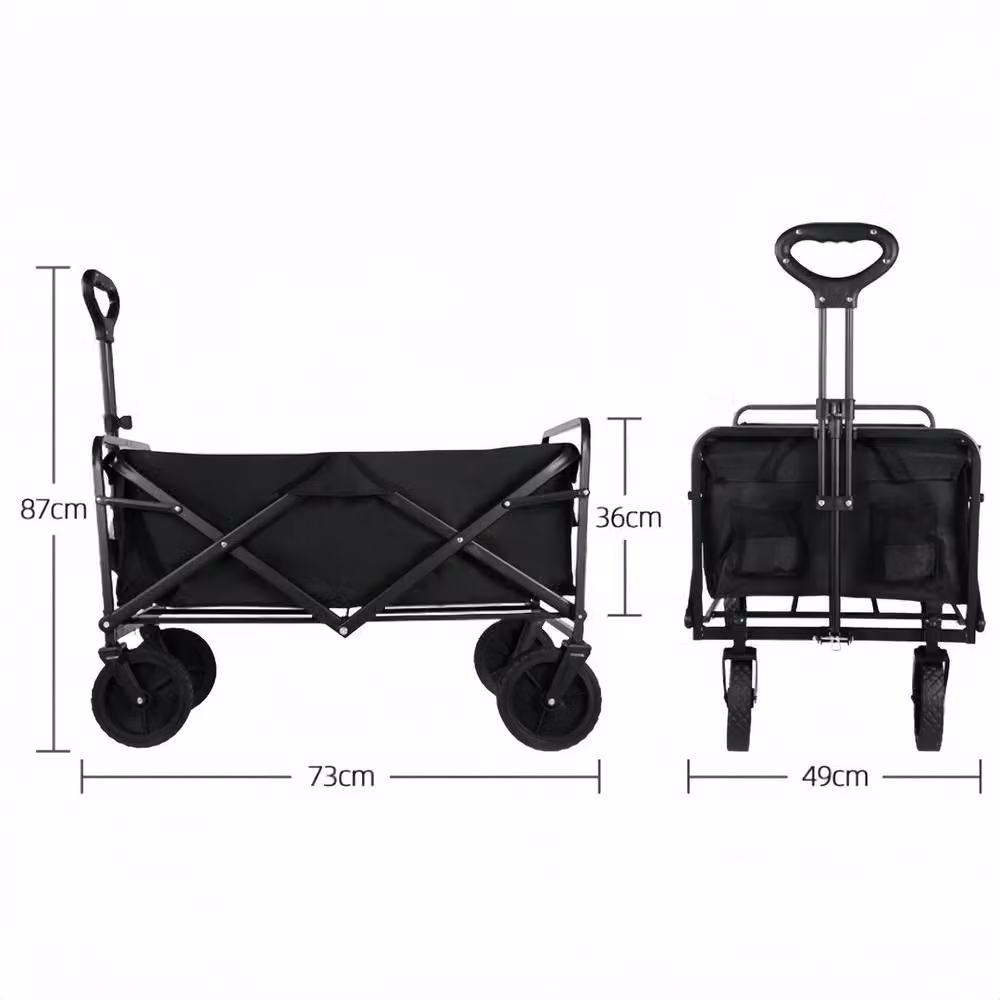 KORVIXA Heavy Duty Foldable Trolley Cart, Black Steel, Width: 52 cm – 2
