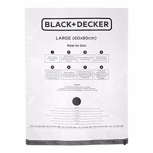 BLACK+DECKER Vacuum Storage Bags, White and Transparent, W/D/H: 80 x 60 x 4 cm