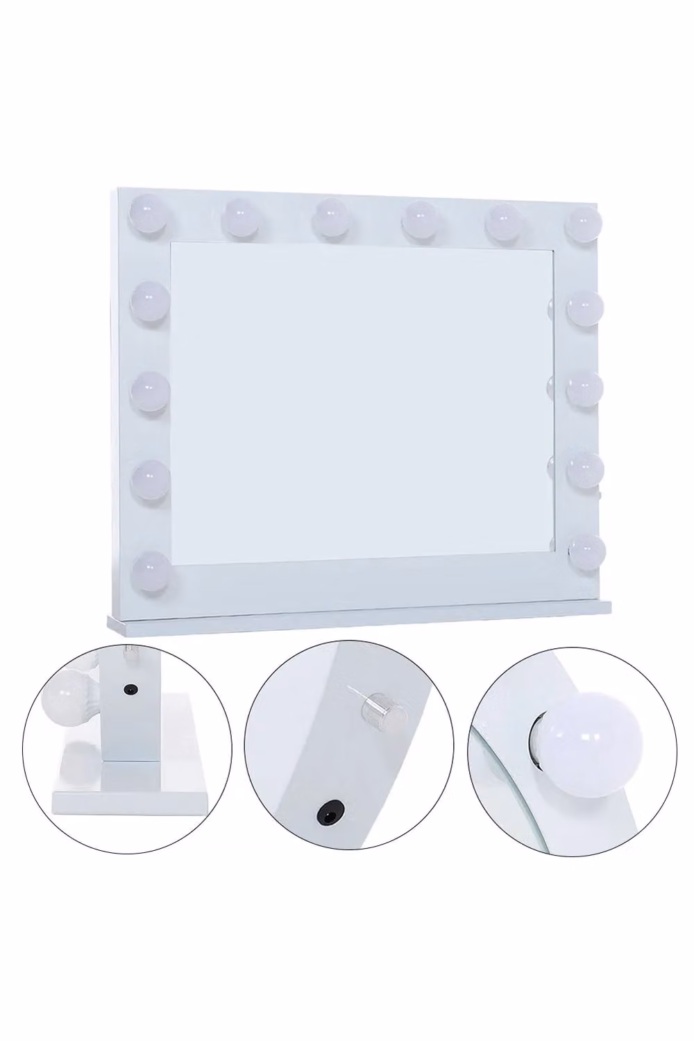 Living and Home Metal Round Lighted Tabletop Makeup Mirror in White – 3