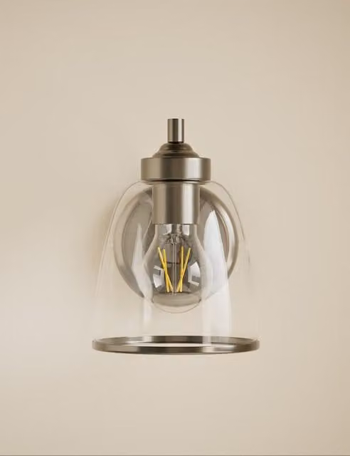 M&S Core Round Glass and Metal Wall Light in Silver