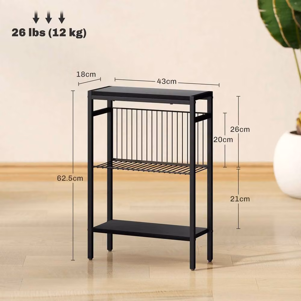 Kelvenix Black Metal Side Table with Storage – 2