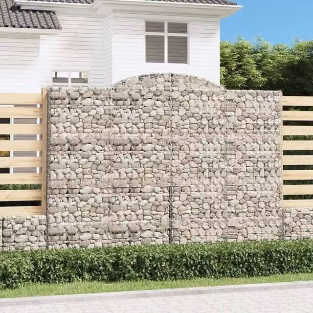 Berkfield Home Arched Gabion Baskets, 5 Piece Set, Silver Galvanised Steel, W: 300 cm, D: 50 cm, H: 220-240 cm