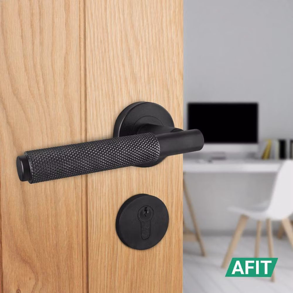 AFIT Matt Black Door Handle and Euro Lock Cylinder Set with Hinges, W/D/H: 15.0 x 15.0 x 15.0 cm – 5