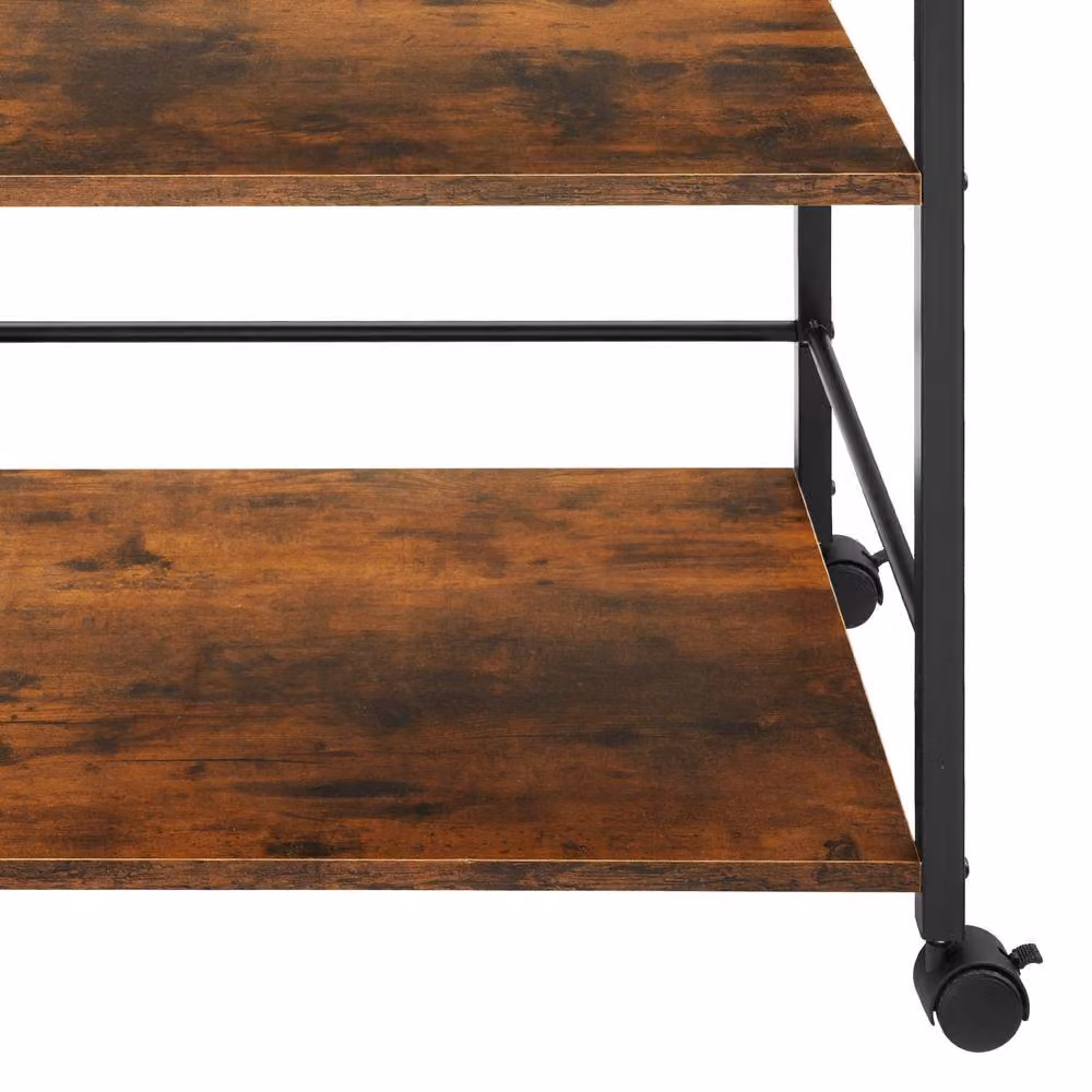tectake Worcester Drinks Trolley in Brown with Rustic Wood and Metal Finish – 9