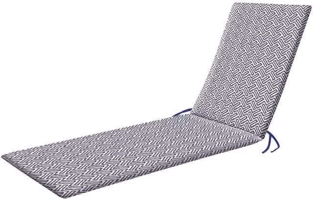 Livinluxury Rectangular Sunlounger Pad with Removable Cover in Blue and White, Water Repellent and UV Resistant