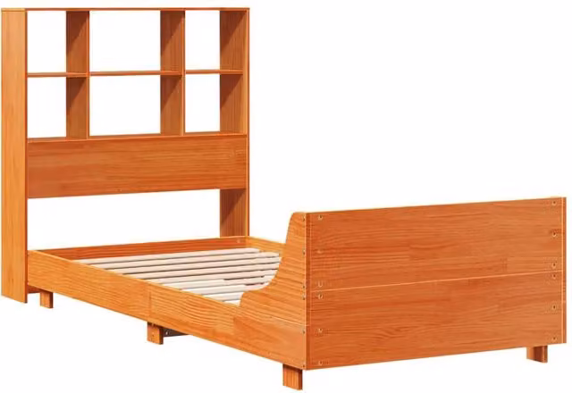 Berkfield Home Solid Wood Pine Full Bed Frame in Waxed Brown, W/D/H: 100 x 200 cm