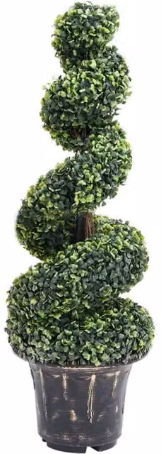 Berkfield Home Artificial Green Boxwood Spiral Plant in Pot, Height: 100 cm