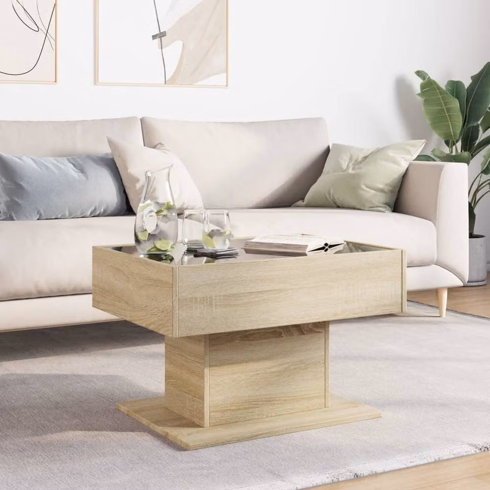 Berkfield Home LED Coffee Table in Sonoma Oak, Light Brown, W/D/H: 70 x 50 x 45 cm – 2