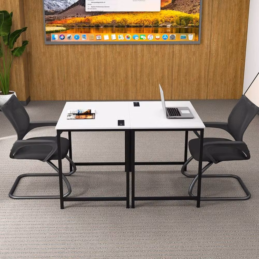 FORGEVIO Modern White Computer Desk with Storage Bag – 3