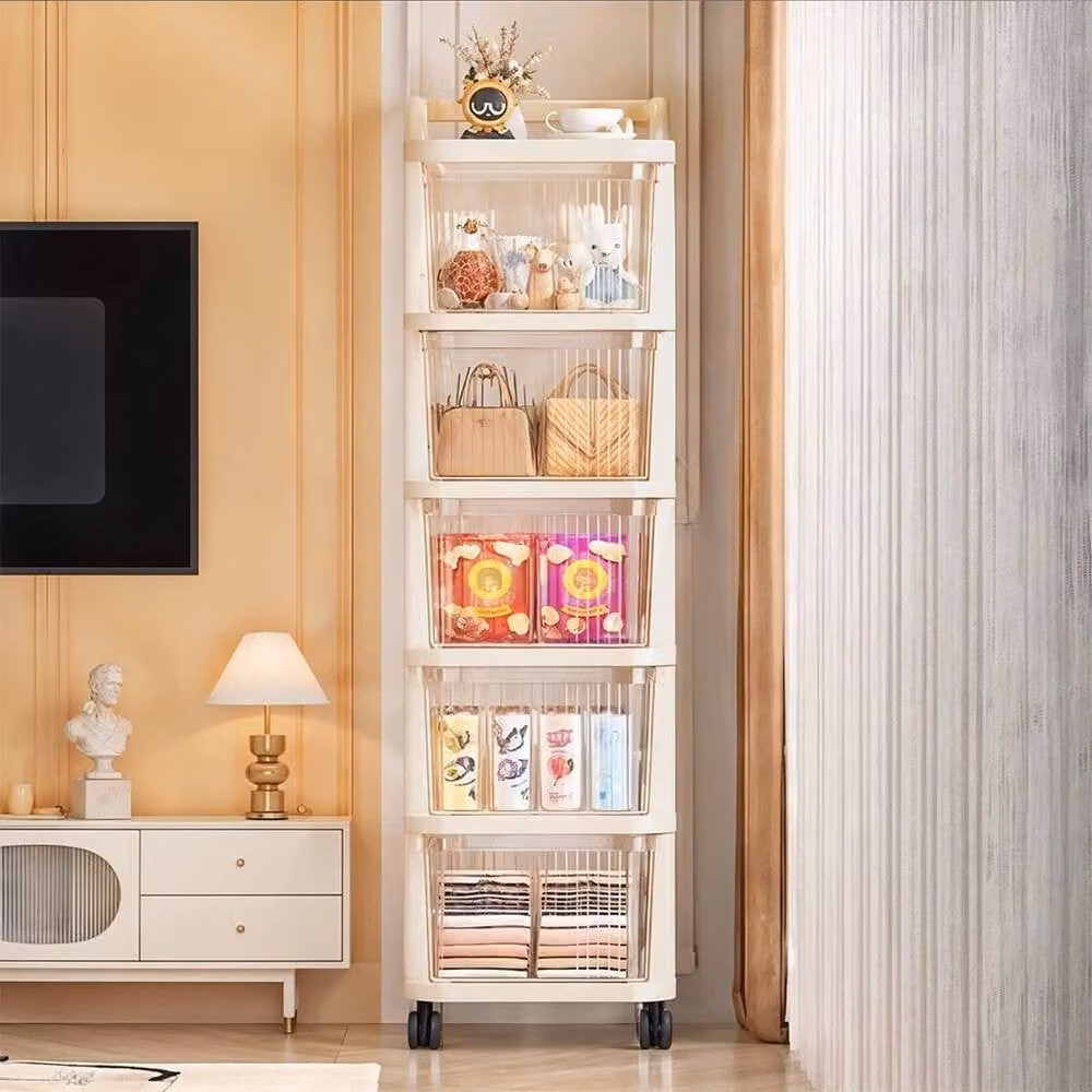 FORGEVIO 5 Tier Mobile Organizer Storage Shelf in Beige – 2