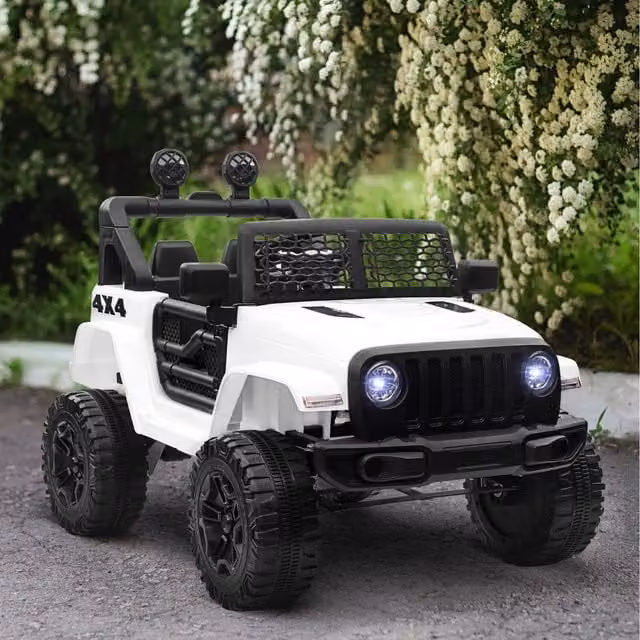 HOMCOM 12V Kids Electric Ride On SUV Truck Toy with Remote Control and Light and Sound Effects, White