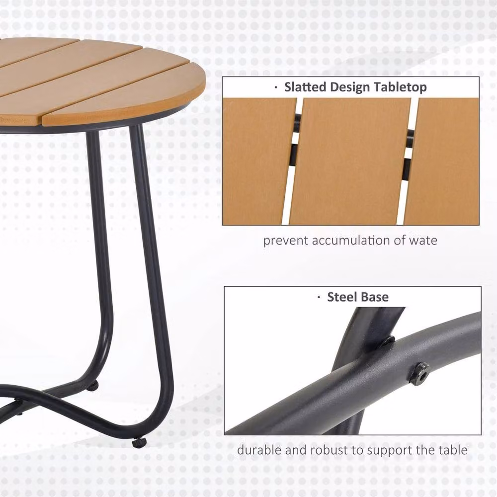 KORVIXA Round Outdoor Side Table in Brown with Adjustable Leg Pads – 2