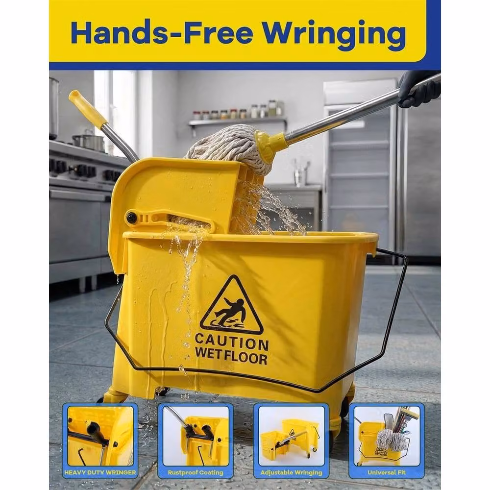 VOGREX 20 L Commercial Mop Bucket and Wringer in Yellow – 2