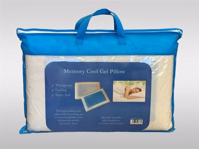 HomeSpace Direct Soft Memory Foam Cooling Gel Pillow with Removable Allergy Friendly Cover in White