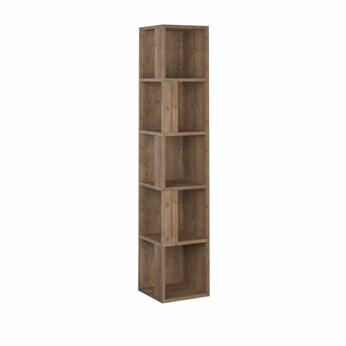 HOCUS PICUS 5-Tier Modern Corner Bookcase in Multicolour and Brown, H 158.9 cm x W 31.4 cm x D 31.4 cm – 2