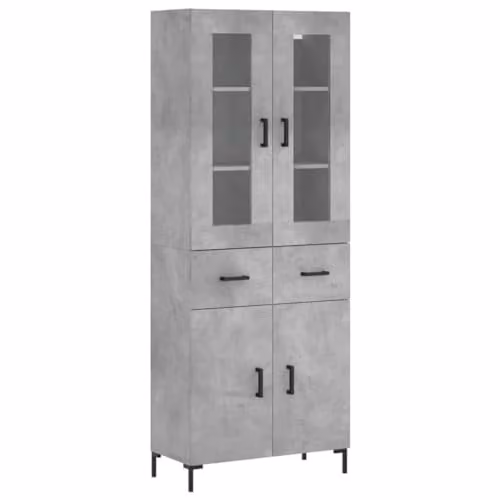 vidaXL Highboard in Grey, featuring internal drawers and shelves, H 180 x W 69.5 x D 34 cm – 1