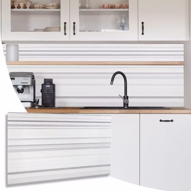 NOVECRAFTO Grey Plain 3D PVC Wall Cladding Panels with Sparkling Glitter Design, W: 96 cm, H: 48 cm (Pack of 8)