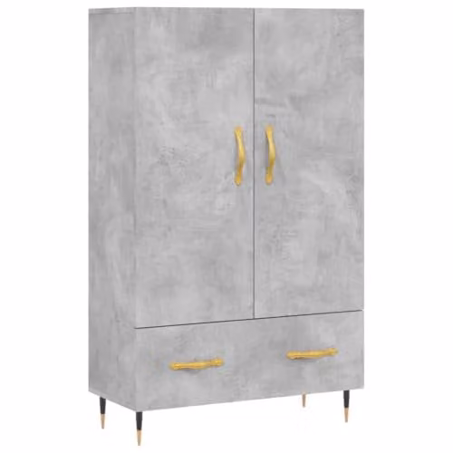 vidaXL Modern Highboard in Concrete Grey with Hinged Doors and Internal Shelves, W/D/H: 69.5 x 31 x 115 cm