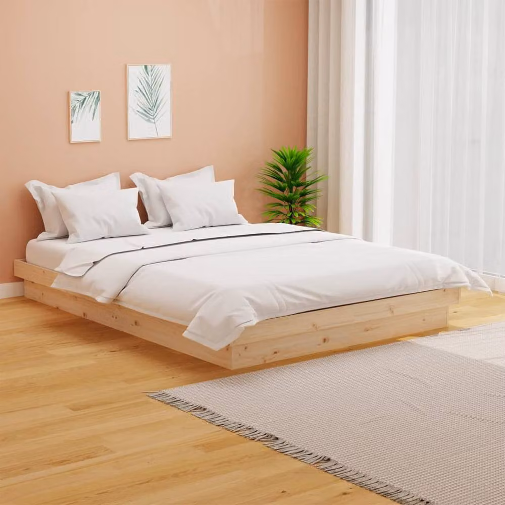 Berkfield Home Solid Wood Pine Bed Frame in Beige, W: 140 cm, D: 200 cm – 2
