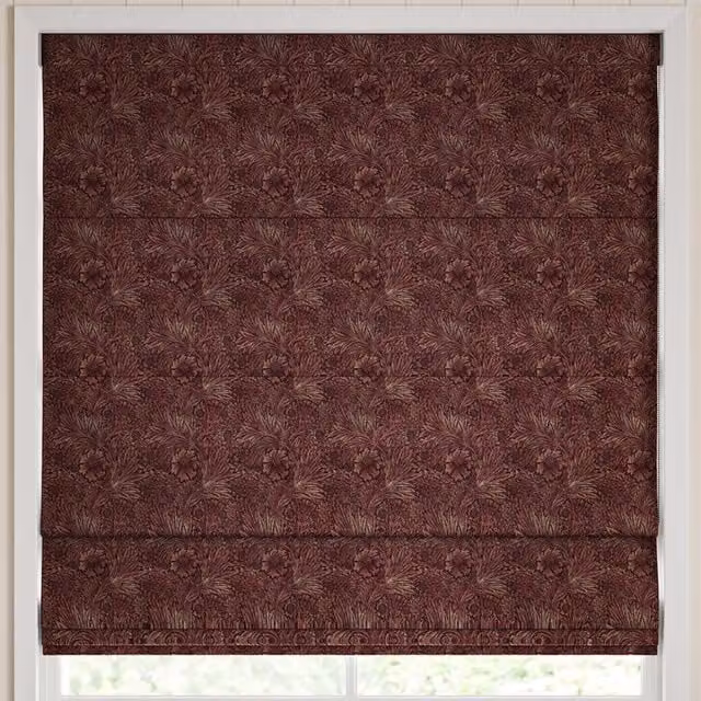William Morris At Home Marigold Floral Velvet Made to Measure Roman Blind in Berry Red