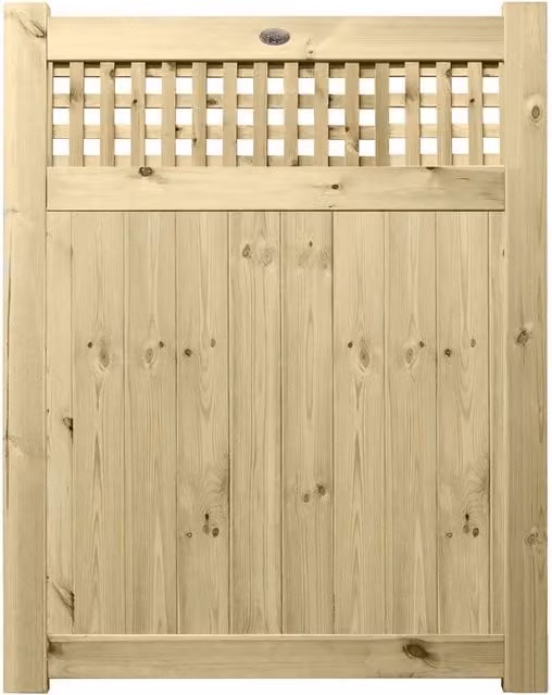Premier Garden Supplies URBAN Interlocked Tongue Groove Pressure Treated Garden Gate with Square Trellis Top, W/H: 120 x 150 cm