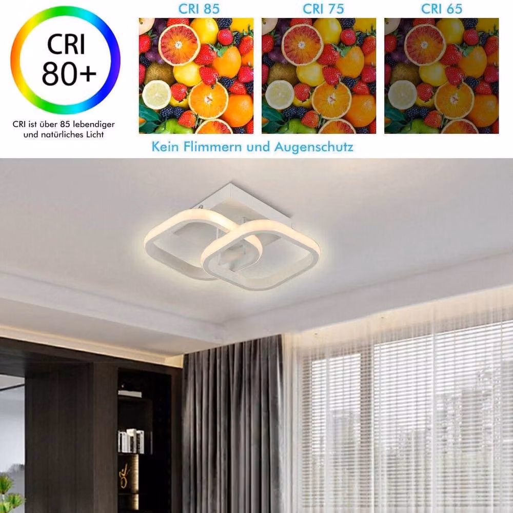 FLAVORA Modern 3-Colour Dimmable LED Ceiling Light Flush Mount Lamp in White – 4